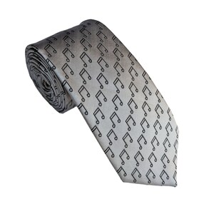 Grey Music Note Necktie - music necktie, musician necktie ,music teacher gift, music teacher christmas, music gift for men, music necktie