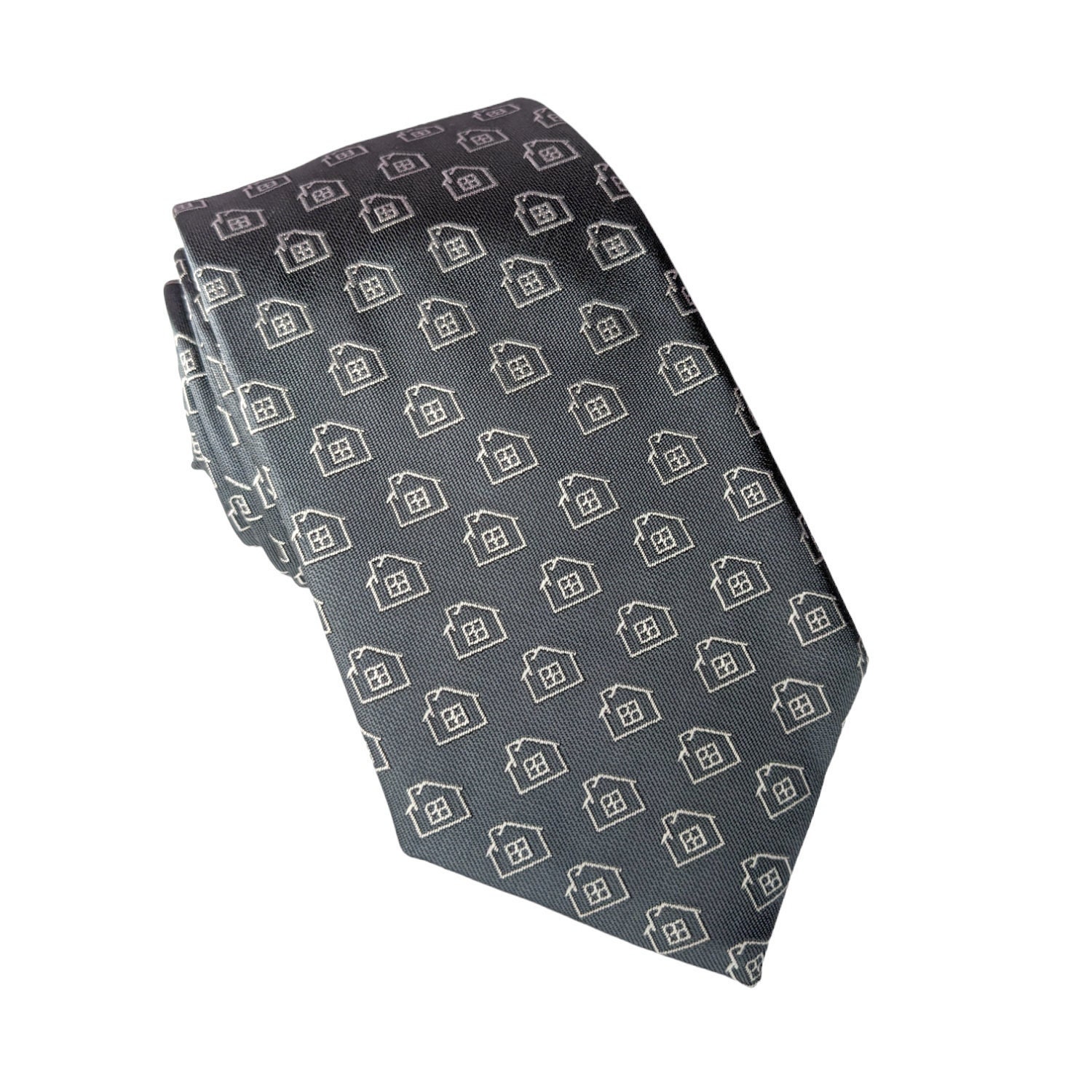 Men's Real Estate Neck Tie - House Necktie - Contractor Gift - Architect Gift - Construction Gift - Realtor Gift for Men - Real Estate Gift