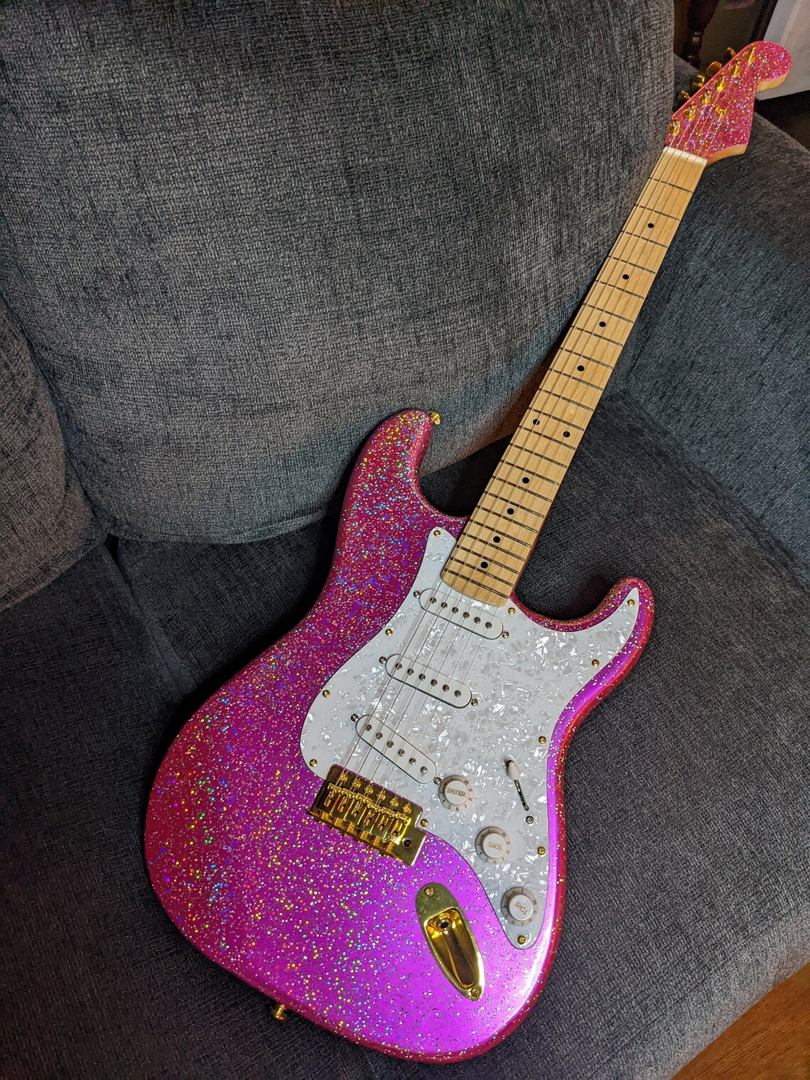 Pink Guitar Pink Sparkle Guitar Girl's Electric Guitar Etsy