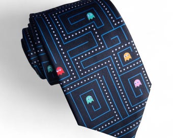 Video Game necktie - gamer gift, men's gamer gift, men's gaming gift - gamer necktie - video game necktie, christmas handmade