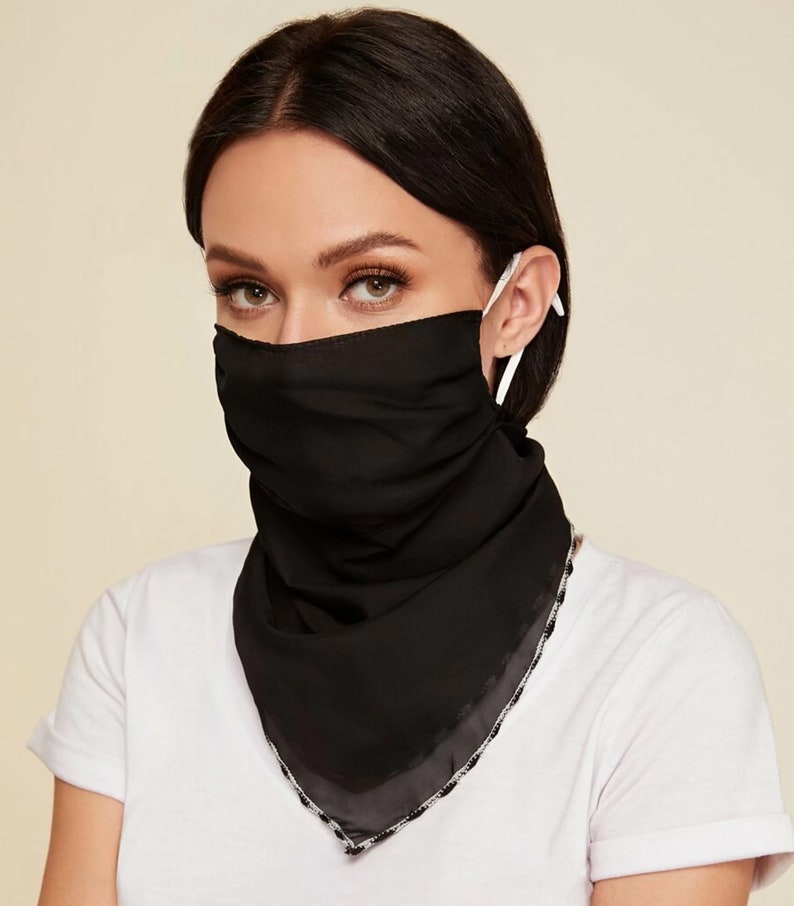 Summer breathable light thin chiffon face mask veil in black Etsy