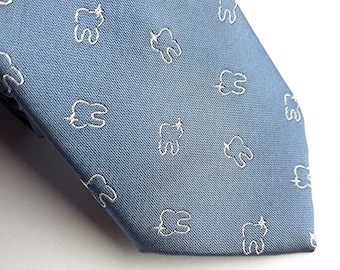 Blue Men&#39;s Dentist Necktie - Dentist Necktie - Dentist Tie - Tooth Necktie - Teeth Necktie - Orthodontist - Dentist Gift - Gift for Dentist