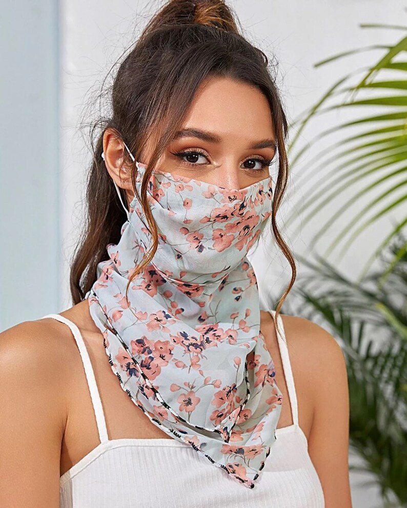 Summer breathable light thin chiffon face mask veil in cherry Etsy