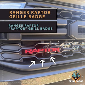Insigne « Raptor » sur la calandre du Ford Ranger | Emblème frontal des Rangers nouvelle génération | Logo de calandre profilé personnalisé Raptor | Coupe UA/US | Accessoires Ford