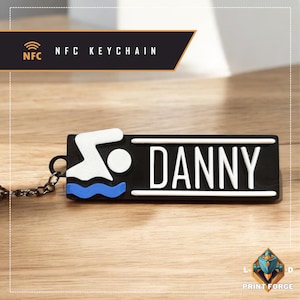 Personalized Swim Team Keychain | Custom Backpack Tag | 3D Printed Name Keychain | Kid&#39;s Name Tag | Sports Keyring | Bag Charm