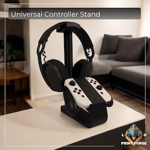 Single Universal Controller and Headset Desk Stand | Controller Holder | Headphone Stand | Controller Stand | Gaming Desk Organizer |