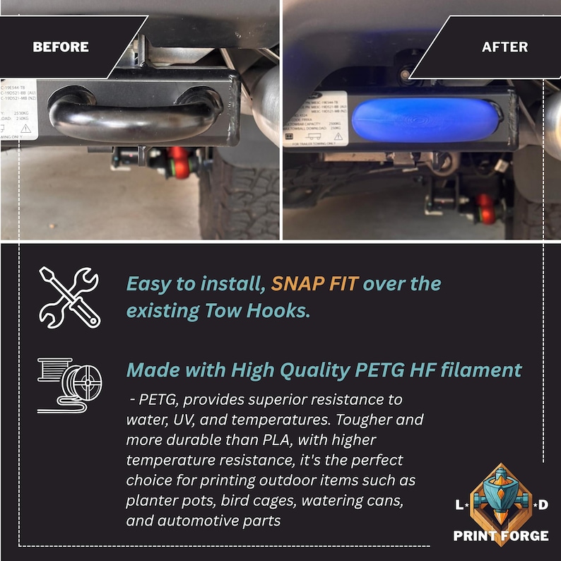 Standard Nextgen Ford Ranger Raptor Back Tow Hook Accent Covers for ...