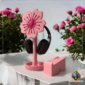 Sakura Headphone Stand | Perfect For A Cozy Desk Setup | Controller Holder | Headphone Stand | Controller Stand | Gaming Desk Organizer |