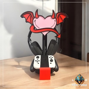 Supporto per cuffie Demon Hearts / Supporto per cuffie / Supporto per controller / Supporto per cuffie / Supporto per controller / Organizzatore da scrivania per giochi / Softgoth