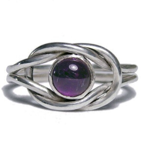 Hand forged Amethyst Reef knot Ring