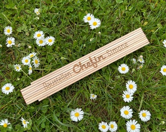 Duimstok voor bouwplaatsbaas gepersonaliseerd (graveren) cadeau housewarming, housewarming, duimstok gepersonaliseerd, meterregel met naam
