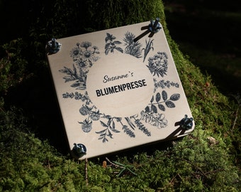 Blütenpresse aus Holz, Blumenkranz, Personalisierte Blumenpresse Trocknen von Blumen, Blütenpressen, Pflanzenpresse, Gartenliebe, Kräuter