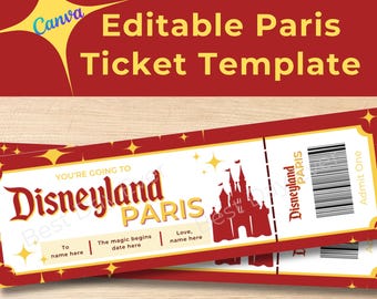 Disneyland Paris Surprise Ticket: Editable Family Trip Reveal (Canva Template)