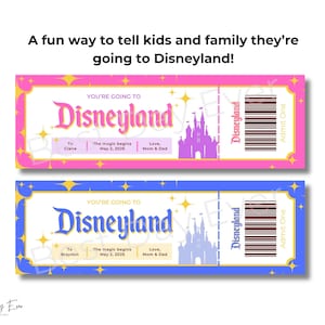 Disneyland Editable Ticket, DL Trip Reveal, Customizable Canva Template ...
