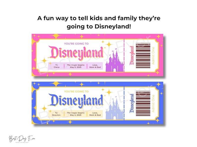 Disneyland Editable Ticket, DL Trip Reveal, Customizable Canva Template ...