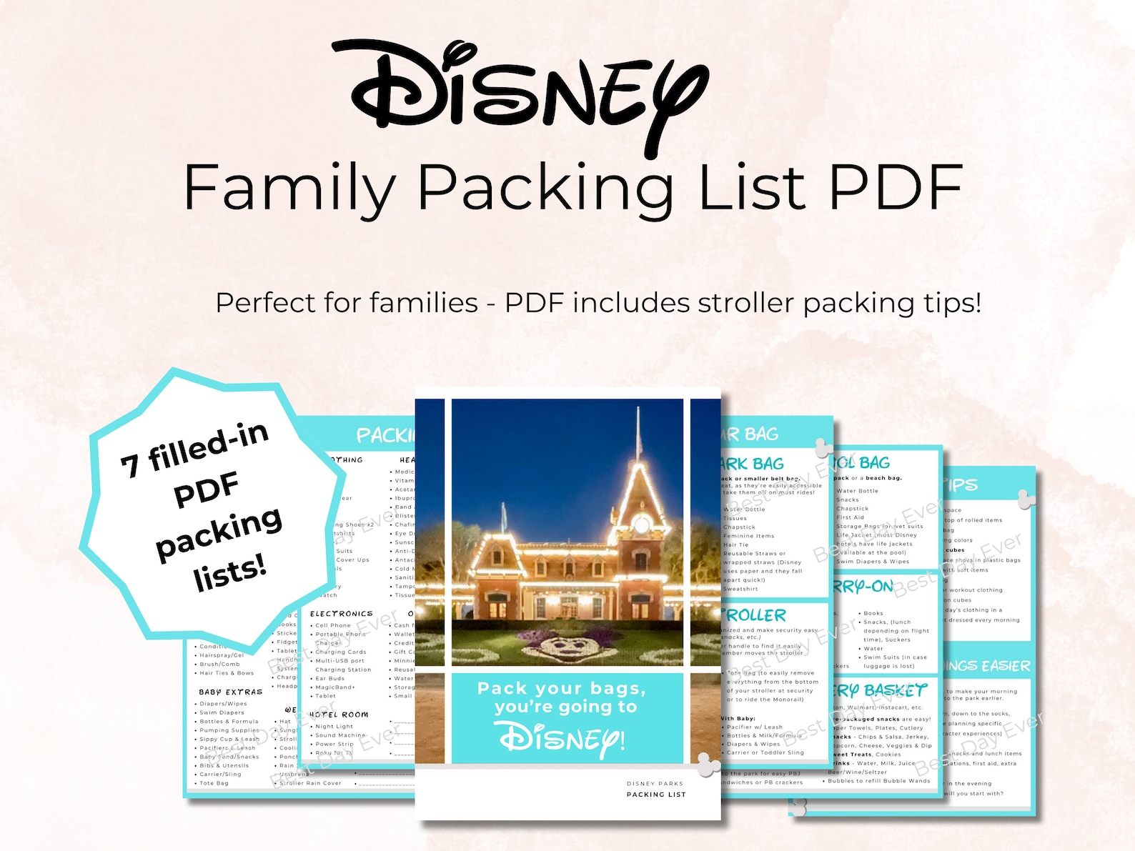 Packing List for WDW & Disneyland PDF, Family Vacation Planning, Kids ...