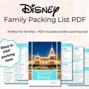 Packing List for WDW & Disneyland PDF, Family Vacation Planning, Kids Theme Park Packing List, Instant Download PDF, 7 Family Packing Lists