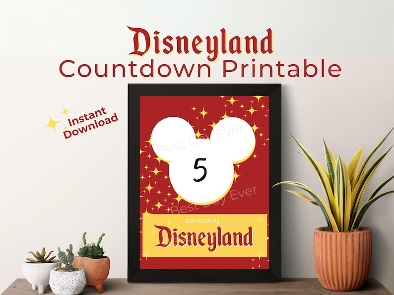 Disneyland Countdown Printable: Family Trip Reveal (digital Download ...
