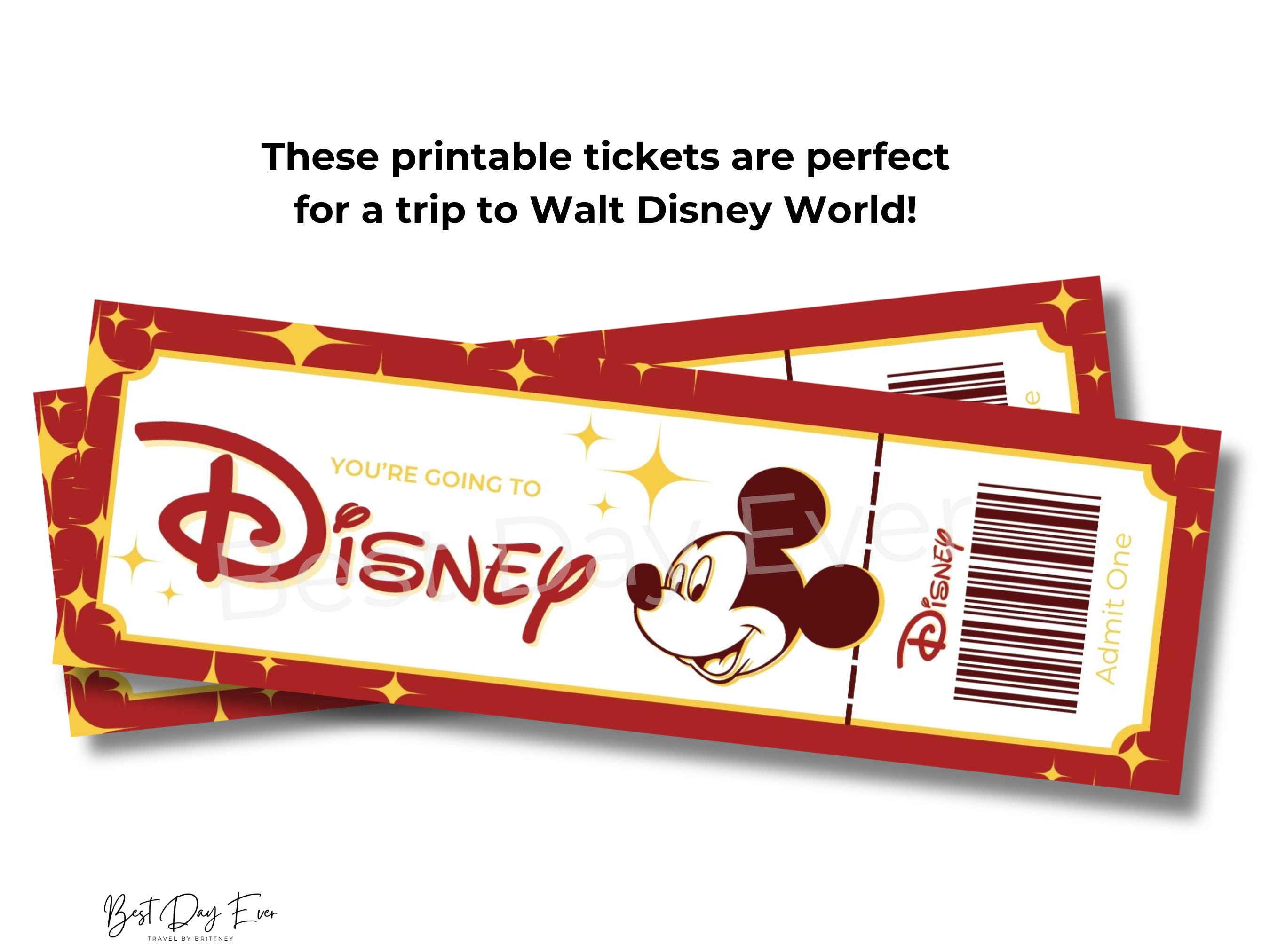 WDW Trip Reveal Ticket Printable, Surprise Kids With Vacation, Gift ...