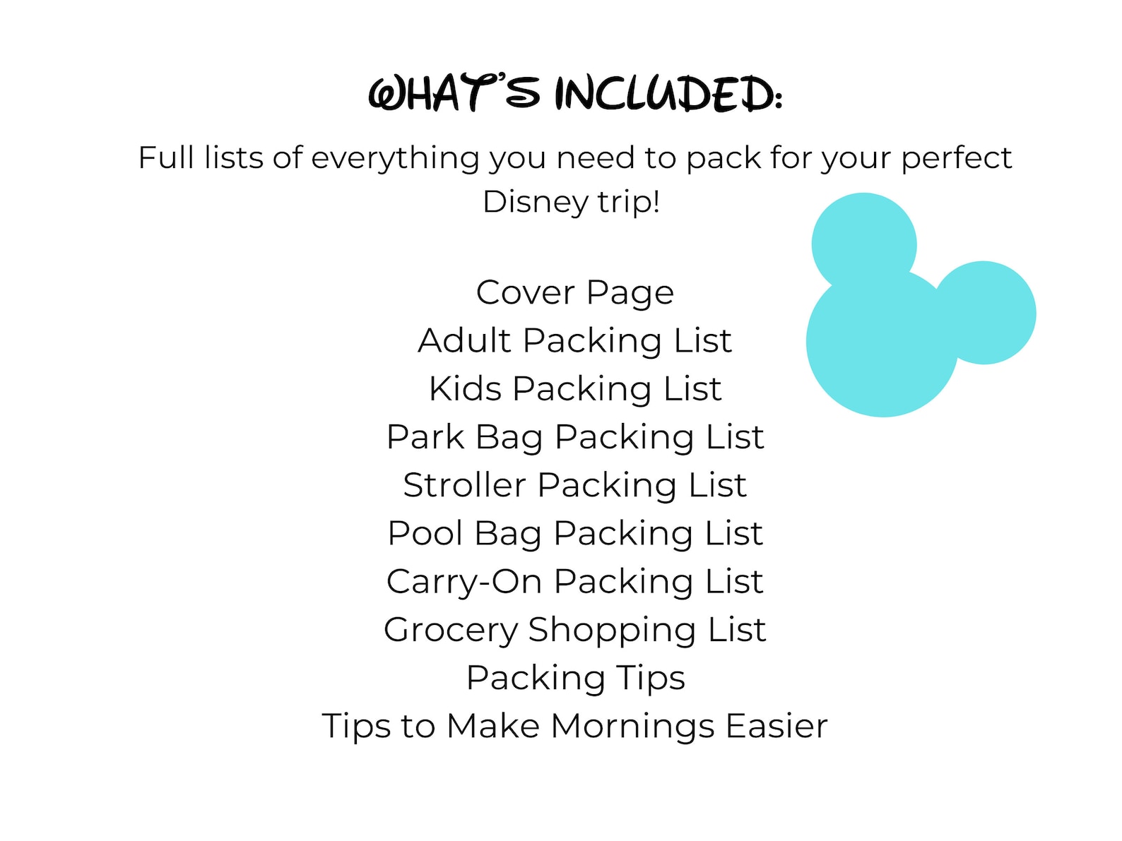 Packing List for WDW & Disneyland PDF, Family Vacation Planning, Kids ...