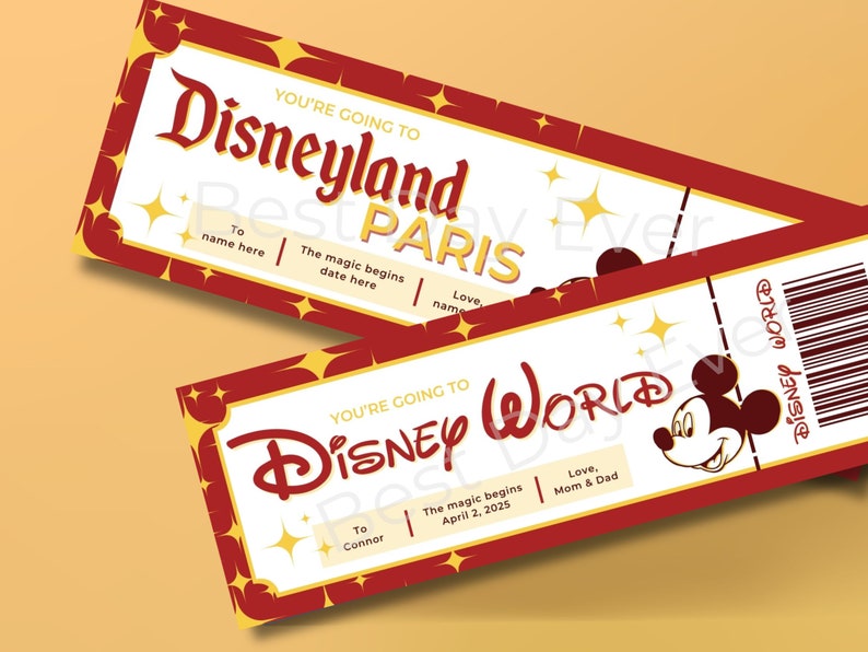 Disneyland Paris Surprise Ticket Editable Family Vacation Reveal ...