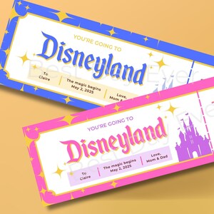Disneyland Editable Ticket, DL Trip Reveal, Customizable Canva Template ...