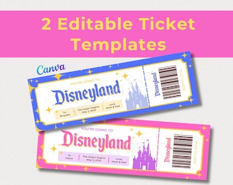 Editable Ticket, WDW Family Trip Reveal, Customizable Canva Template ...