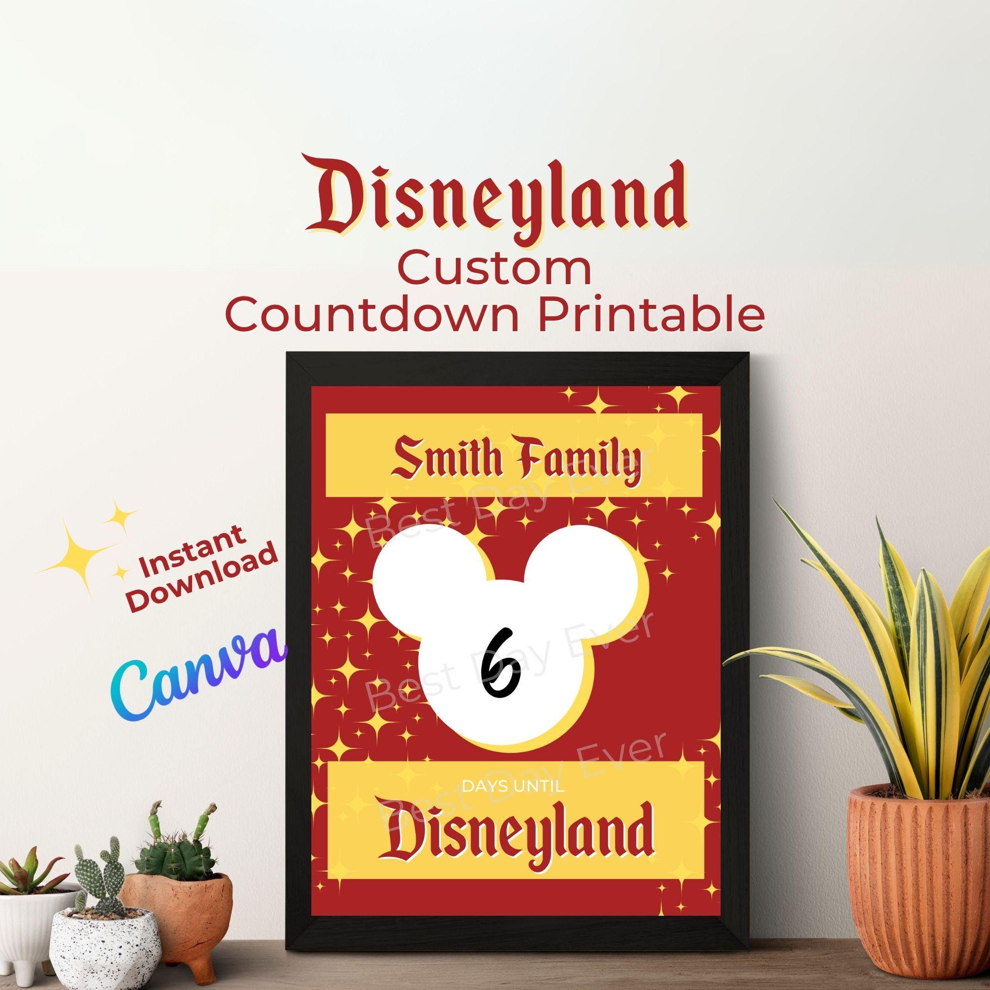 Disneyland Custom Countdown Printable, Family Trip Reveal Customized ...