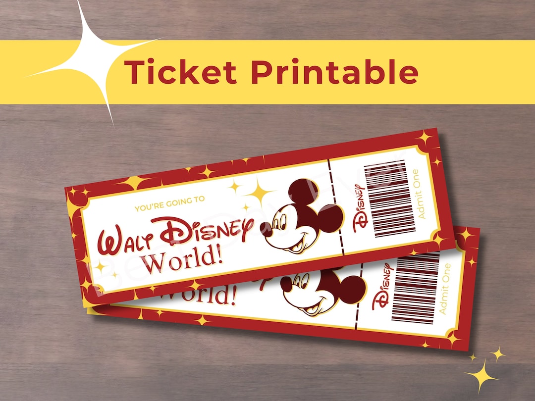 WDW Trip Reveal Ticket Printable, Surprise Kids With Vacation, Gift ...