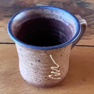 Handmade Pottery Mug: Brown Speckled Glaze, Zigzag Detail