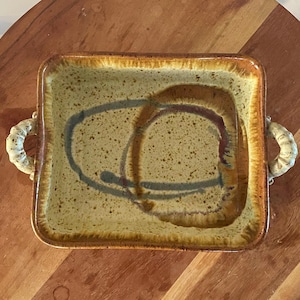 Handmade Pottery Tray with Natural Swirl Patterns - Vintage