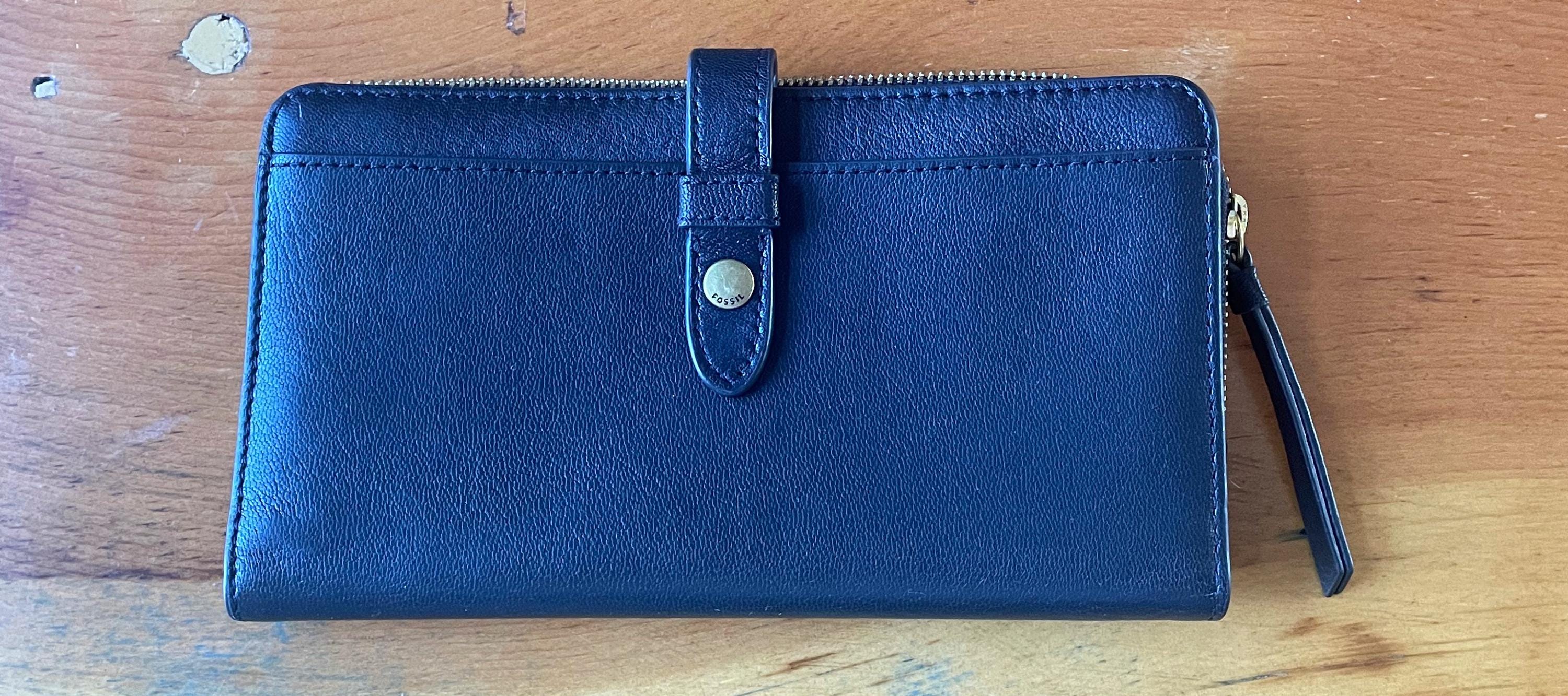 Fiona Leather Fossil Fiona Tab Clutch Wallet Fossil Black Leather