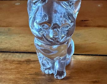 Vintage Crystal Cat Small Figurine - Princess House Cat Paperweight - 24% Lead Crystal