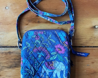 Vera Bradley Crossbody Purse: Kerala Elephants Pattern, Petite Travel Bag