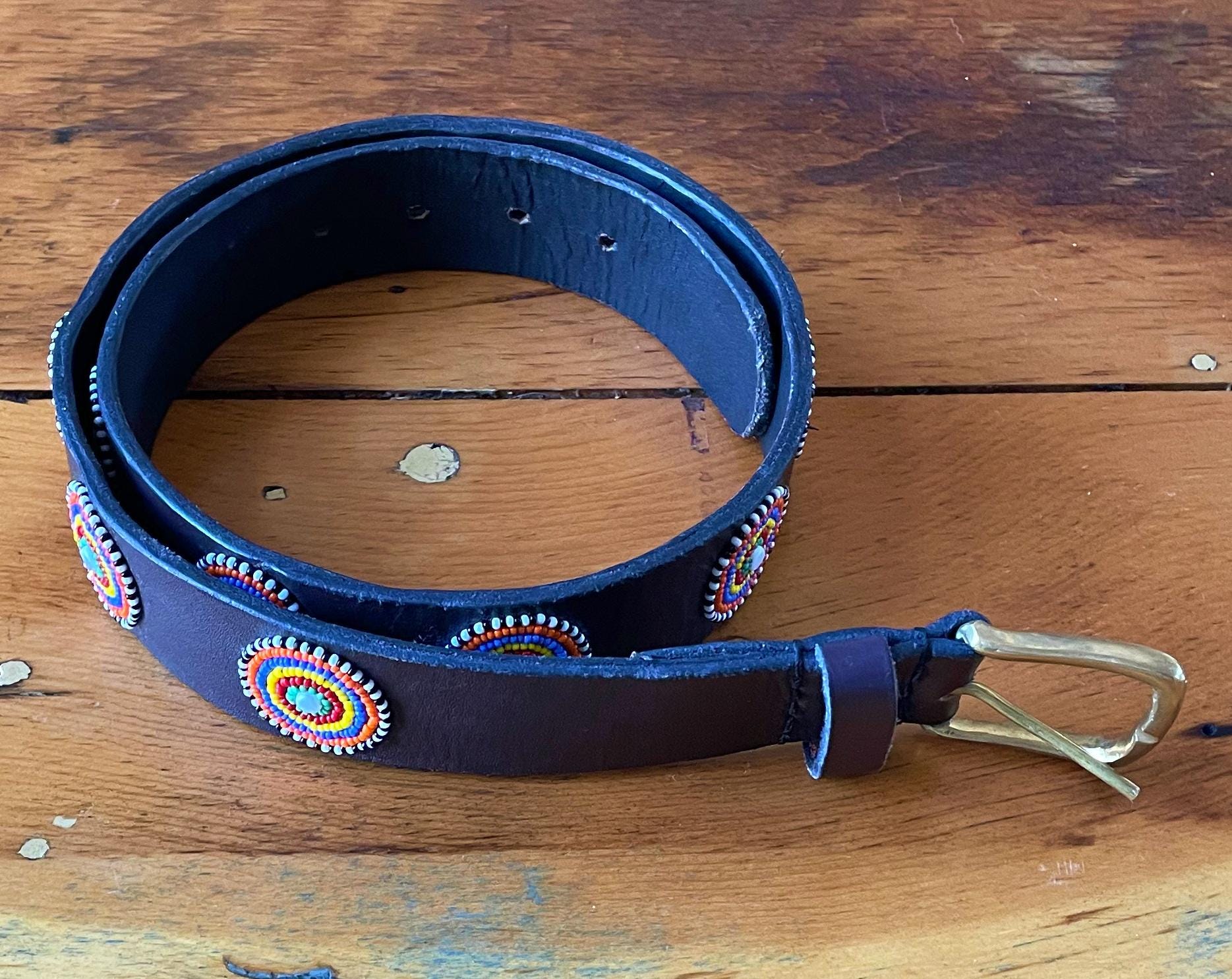 Vintage - hand Beaded Multicolor Belt with dangles Angel Ranch Girls Beaded Multi Color Belt main image 3