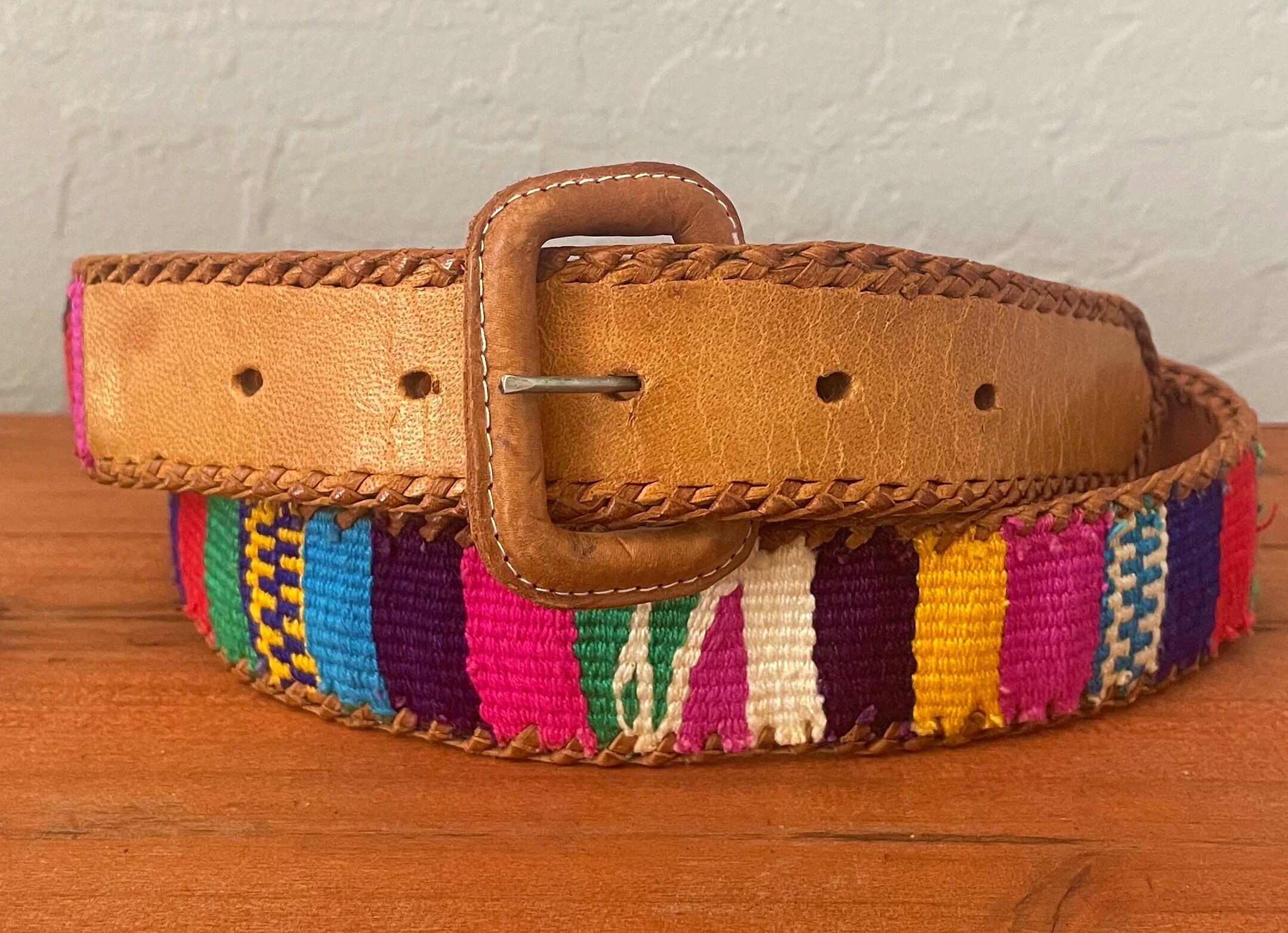 Vintage Custom Southwestern Leather Belt Southwest Embossed Leather Belt - Cellar Leather main image 3