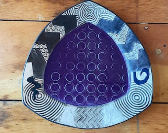 Vintage Abstract Ceramic Hand Painted Plate - Etsy