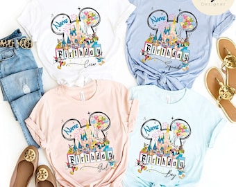 Personalized Mickey and Friends Disney Birthday Shirt, WDW Disneyland Castle Family Birthday Trip, Birthday Boy Shirt, Birthday Girl Shirt