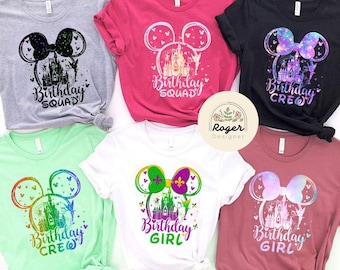 Personalized Mickey Minnie Ears Castle Disney Birthday Shirt, WDW Disneyland Family Birthday Trip, Birthday Boy Shirt, Birthday Girl Shirt