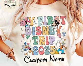 Personalized Mickey & Friends My first Disney Trip 2025 shirt, Custom Name 1st Disney trip 2025 shirt, WDW Disneyland family matching shirt