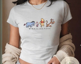 Winnie the Pooh Baby tee, Pooh bear Piglet Eeyore Tigger WDW Disneyland Croptop Baby Tee womens T-shirt, Gift for her, Girls trip shirt