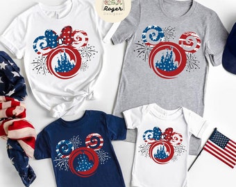 Personalized Mickey Minnie 4th of July shirts, WDW Disneyland USA Independence Day 1776, Disney Family Trip America US Flag, Patriotic shirt
