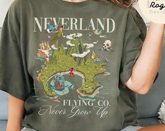 Vintage Peter Pan Disney Neverland Flying Co Never Grow Up Shirt, Peter Pan Wendy Tinker Bell John Michael Darling Flight to Neverland Trip