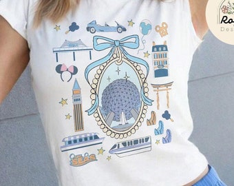Camiseta para bebé con lazo de Disney Epcot de Coquette, camiseta corta para mujer con viaje a Disney Animal Kingdom Girl, camiseta con castillo de Disney de Coquette, Hollywood Studios