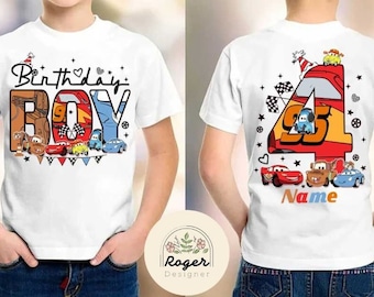 Two-sided Disney Cars Birthday Shirt, Lightning McQueen Mater Hudson Sally Cars Birthday Boy, Birthday Girl Shirt, Cars Land Birthday Trip