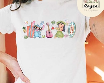 Watercolor Ohana means family Disney Lilo & Stitch Baby Tee, Lilo Stitch Dancing Hawaii Aloha Disney Girl Trip Croptop, Stitch Gift for Her