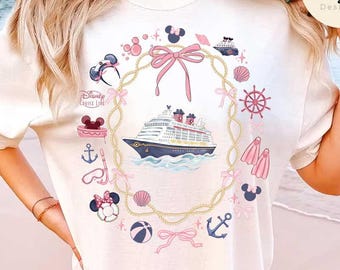 Camiseta de crucero Disney con lazo Coquette, camiseta de Mickey Minnie para chicas, crucero de Disney Girls Gone Cruising, viaje de amigas en crucero de chicas