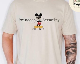 Personalized All Characters Disney Princess Security Shirt, Mickey Olaf Grumpy Beauty and the Beast Disney Dad Shirt Happy Father's Day Gift