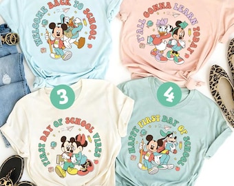 Mickey and Friends Disney Back To School Shirt, Kindergarten First Grade Teacher Shirt, Teacher Appreciation, Happy First Day of School 2025