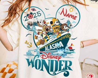 Personalized Mickey and Friends Disney Alaska Cruise Shirt, Disney Wonder Shirt, Alaska Family Cruise Trip 2025, Disney Cruise Line Matching